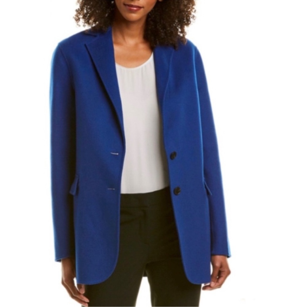 St. John Womens Blue Luxe Wool & Cashmere Jacket